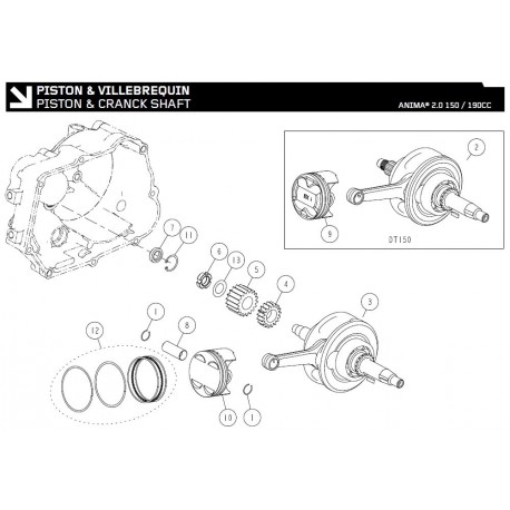 PISTON ET VILEBREQUIN Daytona Anima 150cc 190cc