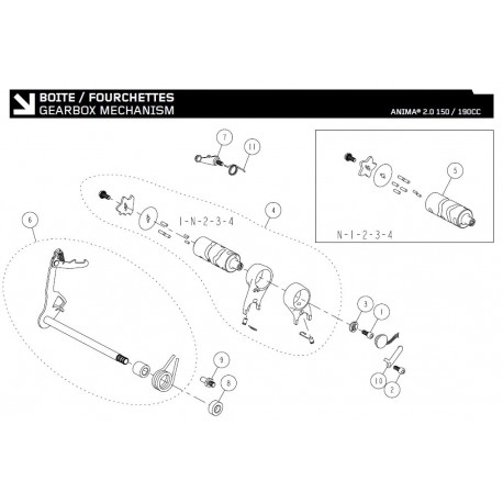 SELECTION DE VITESSE Daytona Anima 150cc 190cc